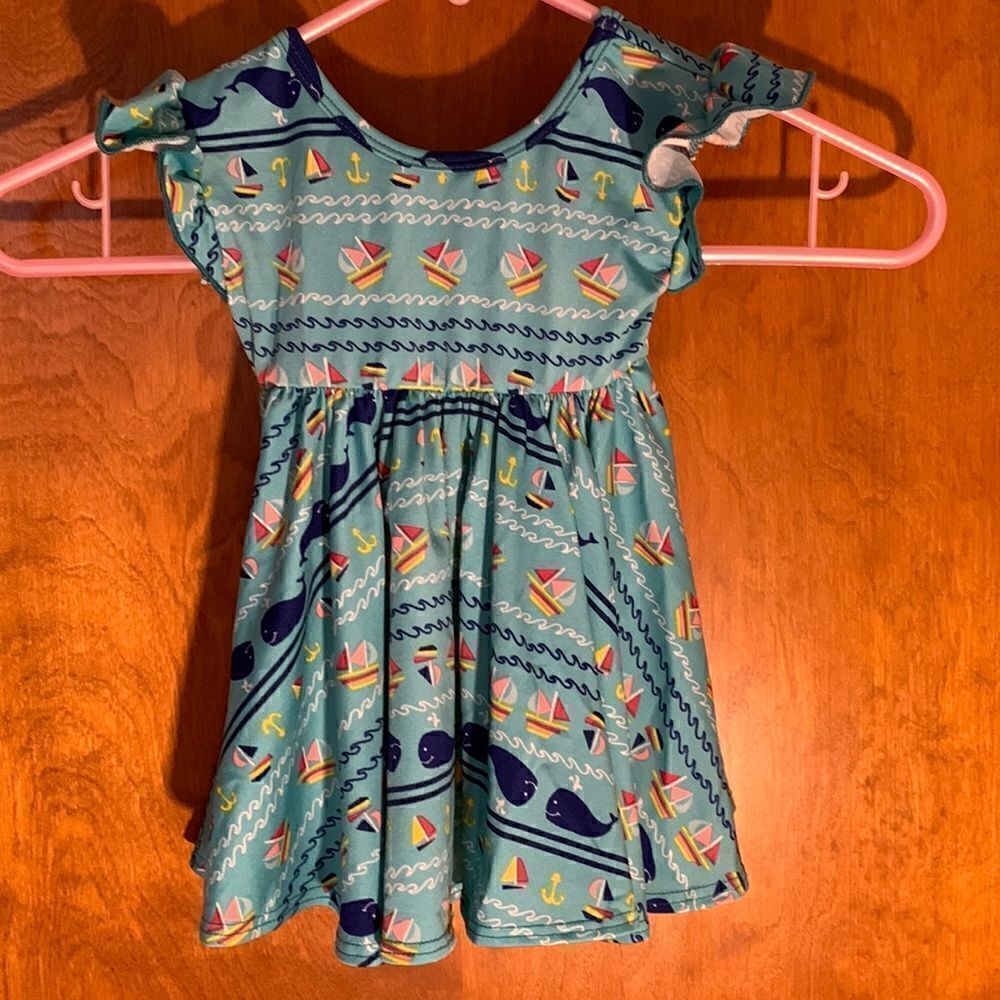 EUC dot dot smile blue whale dress! Size 6/12 months